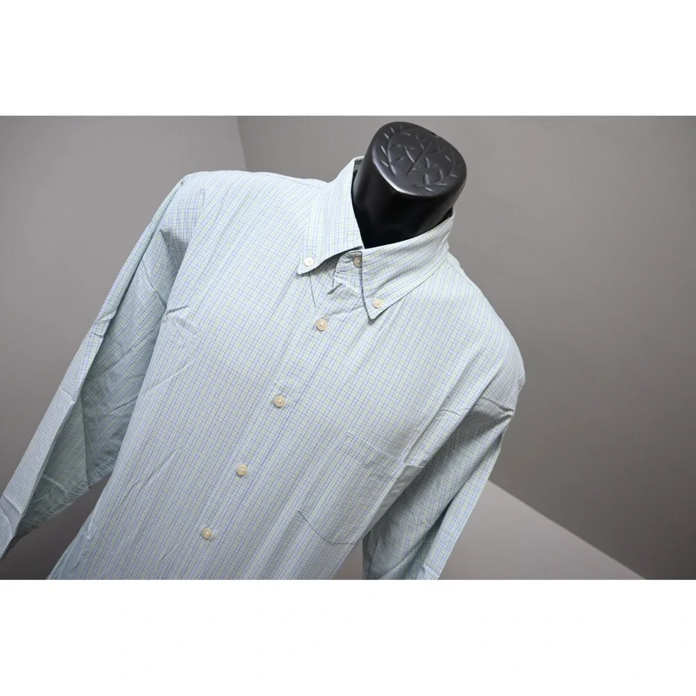 J. Crew Button Up Dress Shirt Mens XL Blue Green Plaid Tailored Fit EUC